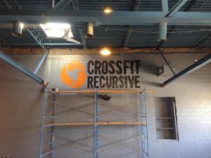 CrossFit Recursive logo on the wall!